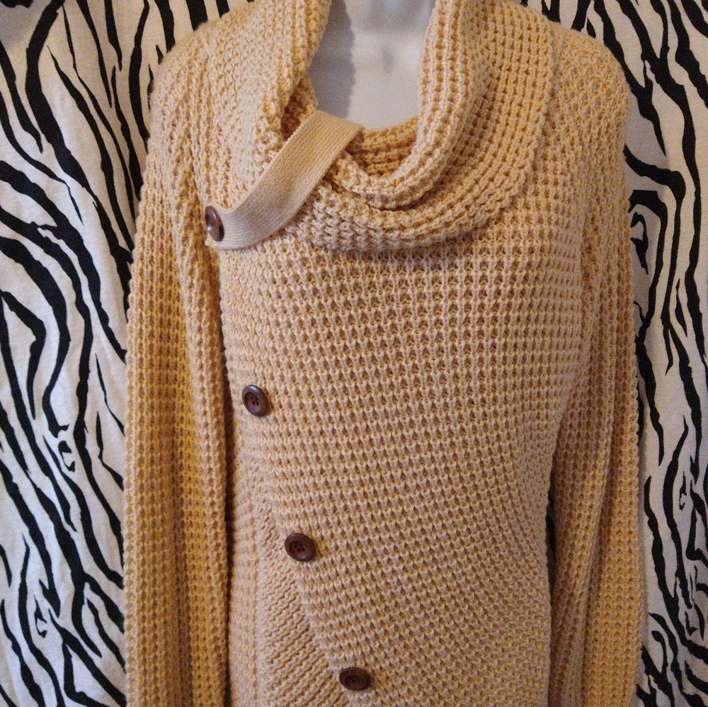 Button Turtle Crowl Neck Asymmetrical Sweater - image 2